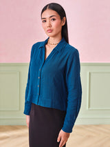 Women's Green Casual Regular Fit Solid Full Sleeves Tops