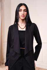 Women's Black Casual Solid Full Sleeves Jackets