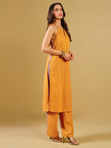 Women's Yellow Daily Printed Sleeveless Kurta Set