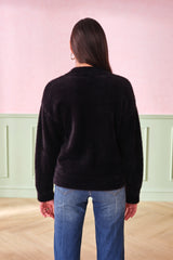 Women's Black Casual Solid Full Sleeves Top