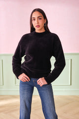 Women's Black Casual Solid Full Sleeves Top