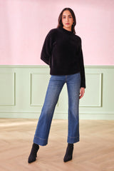 Women's Black Casual Solid Full Sleeves Top