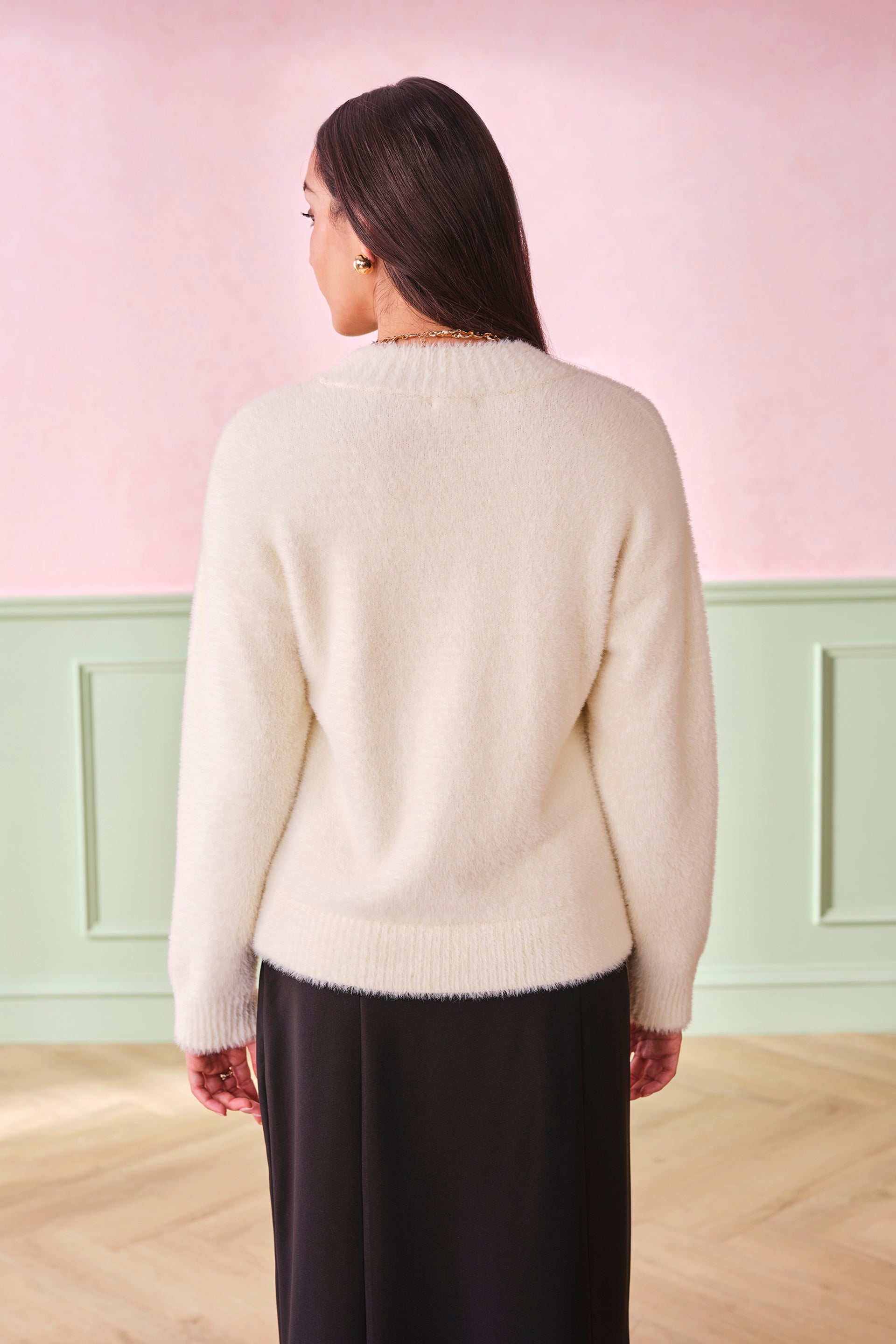 Women's White Solid Nylon Regular Length Knited Top