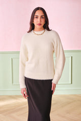Women's White Solid Nylon Regular Length Knited Top