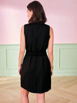Women's Black Work Regular Fit Solid Sleeveless Dress