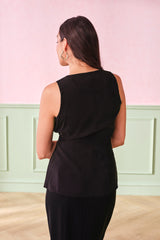 Women's Black Work Regular Fit Solid Sleeveless Tops