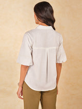 Women's White Casual Regular Fit Solid Half Sleeves Tops
