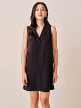 Women's Black Work Regular Fit Solid Sleeveless Dress