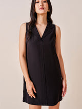 Women's Black Work Regular Fit Solid Sleeveless Dress