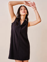 Women's Black Work Regular Fit Solid Sleeveless Dress