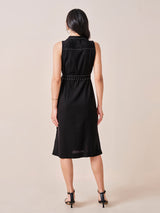 Women's Black Work Regular Fit Solid Sleeveless Dress