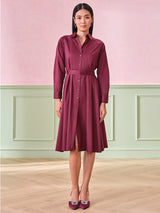 Women's Red Work Regular Fit Solid Full Sleeves Dress