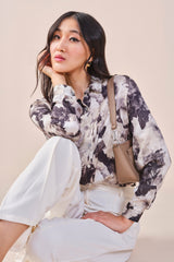 Women's Black Work Regular Fit Printed Full Sleeves Tops