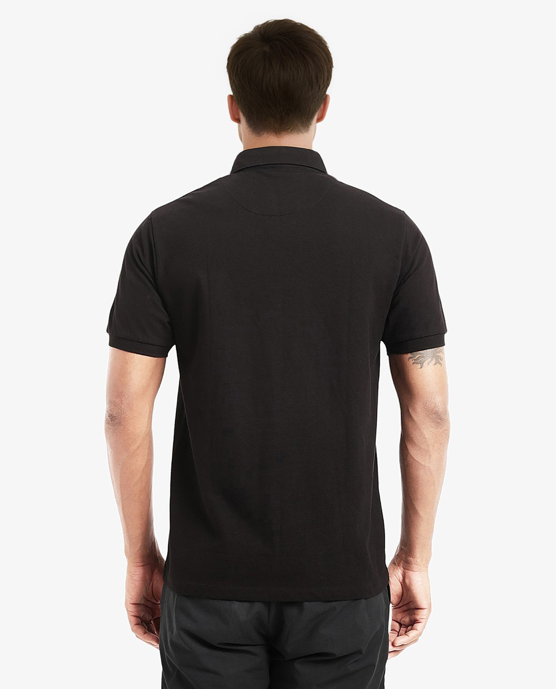 Men's Black Casual Regular Fit Solid Half Sleeves Polo Tshirt