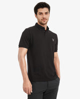 Men's Black Casual Regular Fit Solid Half Sleeves Polo Tshirt