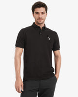 Men's Black Casual Regular Fit Solid Half Sleeves Polo Tshirt