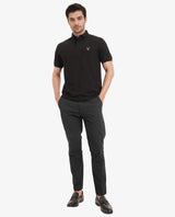 Men's Black Casual Regular Fit Solid Half Sleeves Polo Tshirt