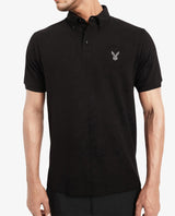 Men's Black Casual Regular Fit Solid Half Sleeves Polo Tshirt