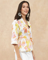 Women's Multicolor Casual Three Quarter Sleeves Top