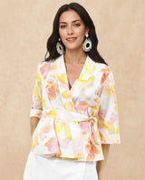 Women's Multicolor Casual Three Quarter Sleeves Top