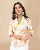 Women's Multicolor Casual Three Quarter Sleeves Top