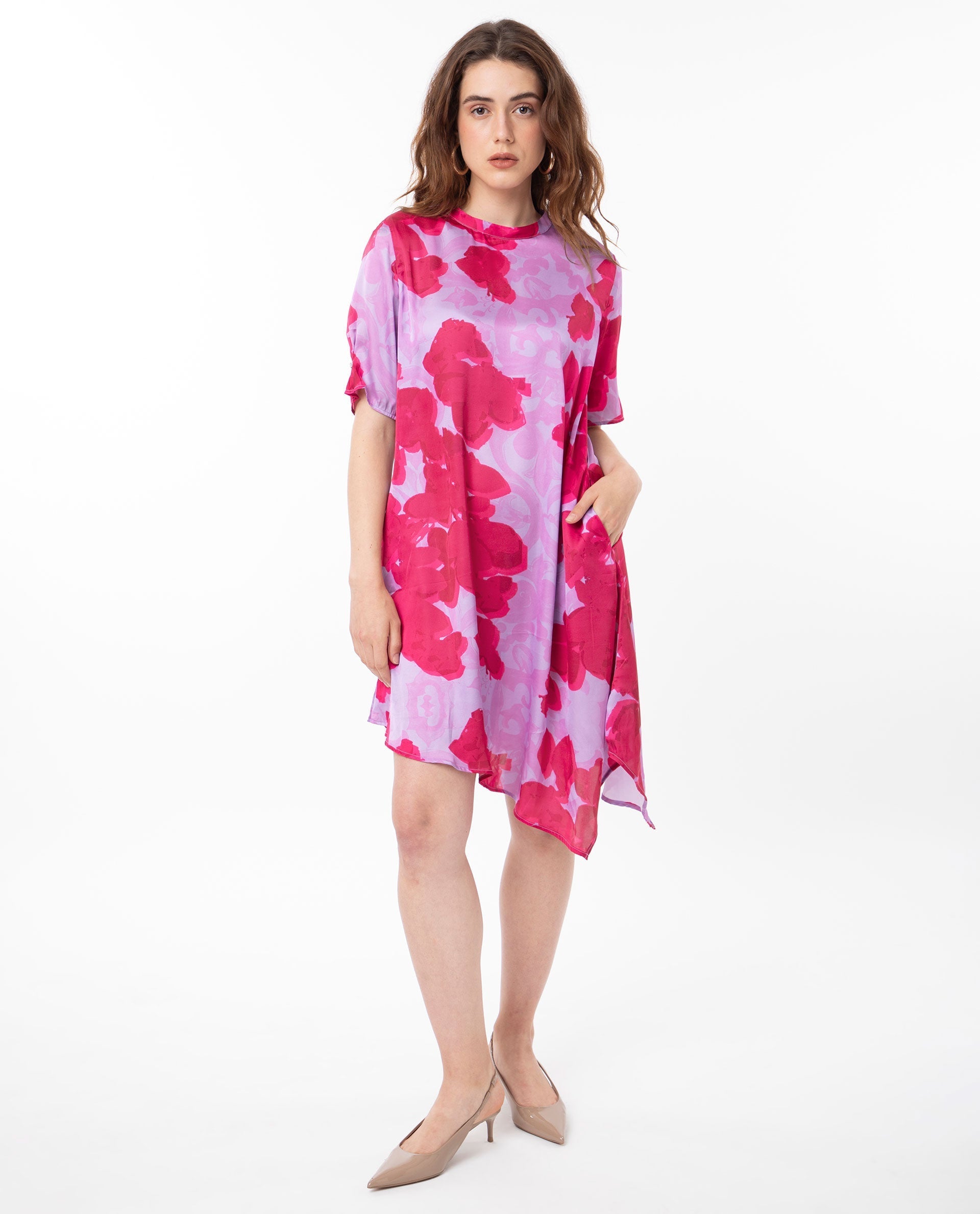 Women's Purple Casual Half Sleeves Dress