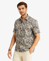 Men's Brown Casual Regular Fit Printed Half Sleeves Shirt