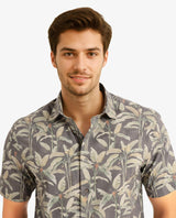 Men's Brown Casual Regular Fit Printed Half Sleeves Shirt