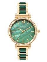Women's Green Metal Round Analogue Watch