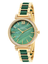 Women's Green Metal Round Analogue Watch