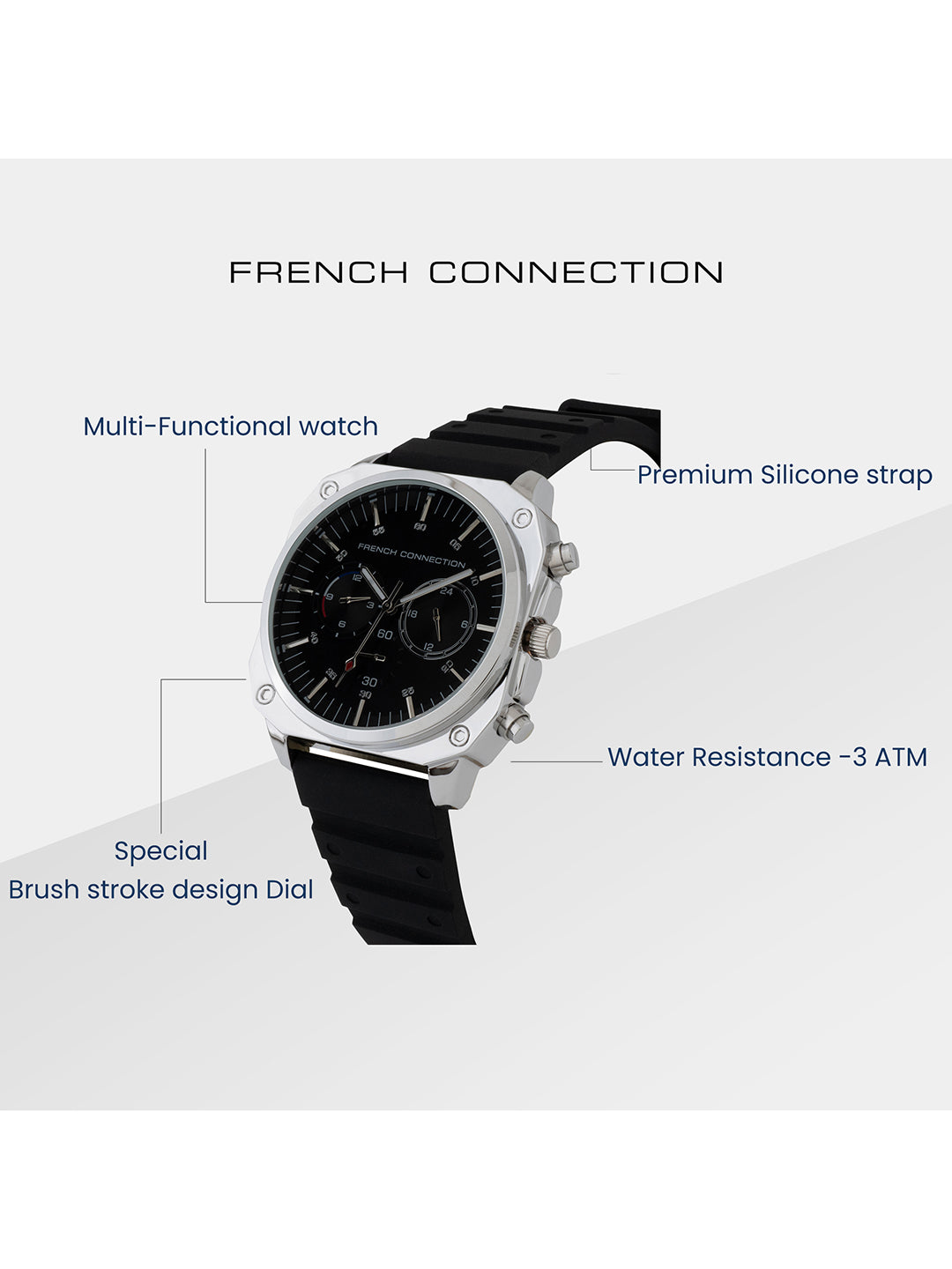 Men's Black Casual Round Analogue Watch-FCB3B-S