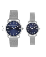 Unisex Blue Metal Round Couple Analogue Watch