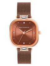 Women's Brown Metal Square Analogue Watch