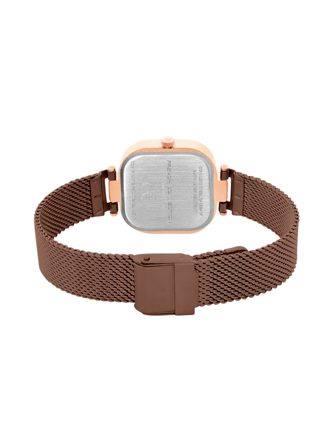 Women's Brown Metal Square Analogue Watch