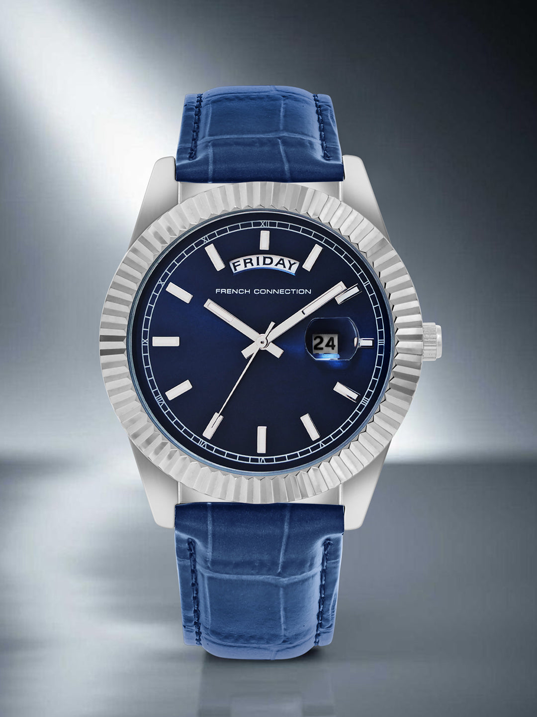 Men's Blue Metal Round Analogue Watch