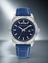 Men's Blue Metal Round Analogue Watch