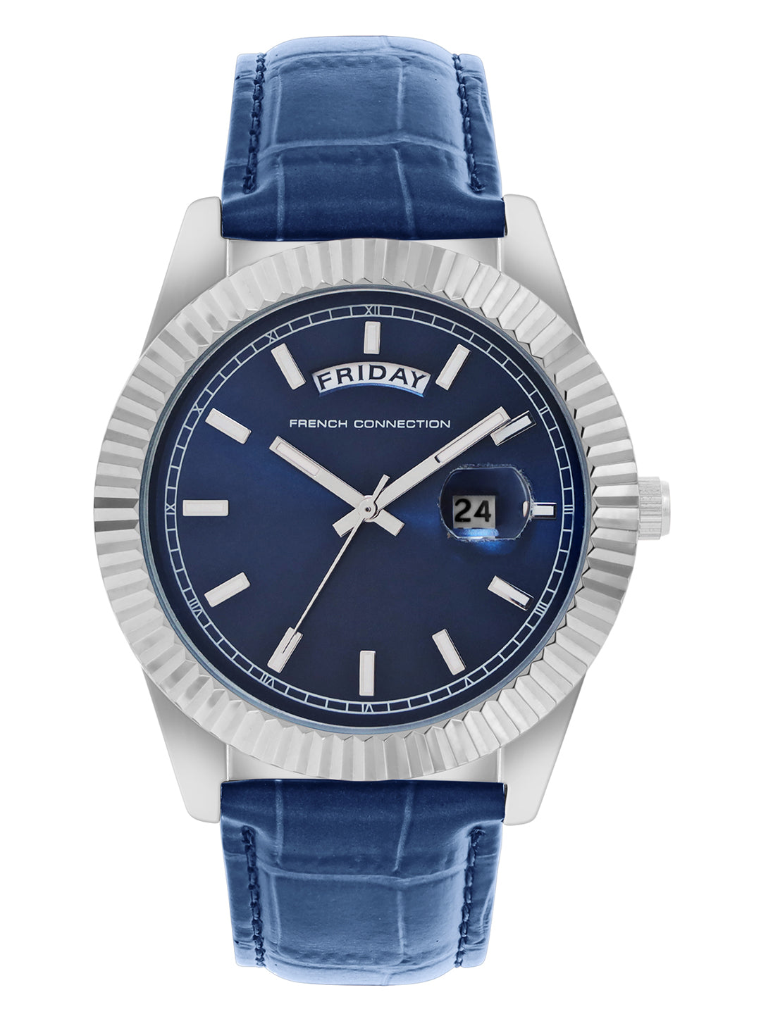 Men's Blue Metal Round Analogue Watch