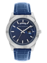 Men's Blue Metal Round Analogue Watch