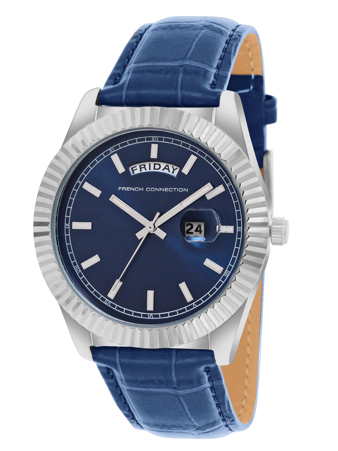 Men's Blue Metal Round Analogue Watch
