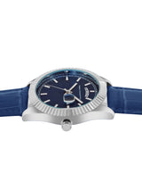 Men's Blue Metal Round Analogue Watch