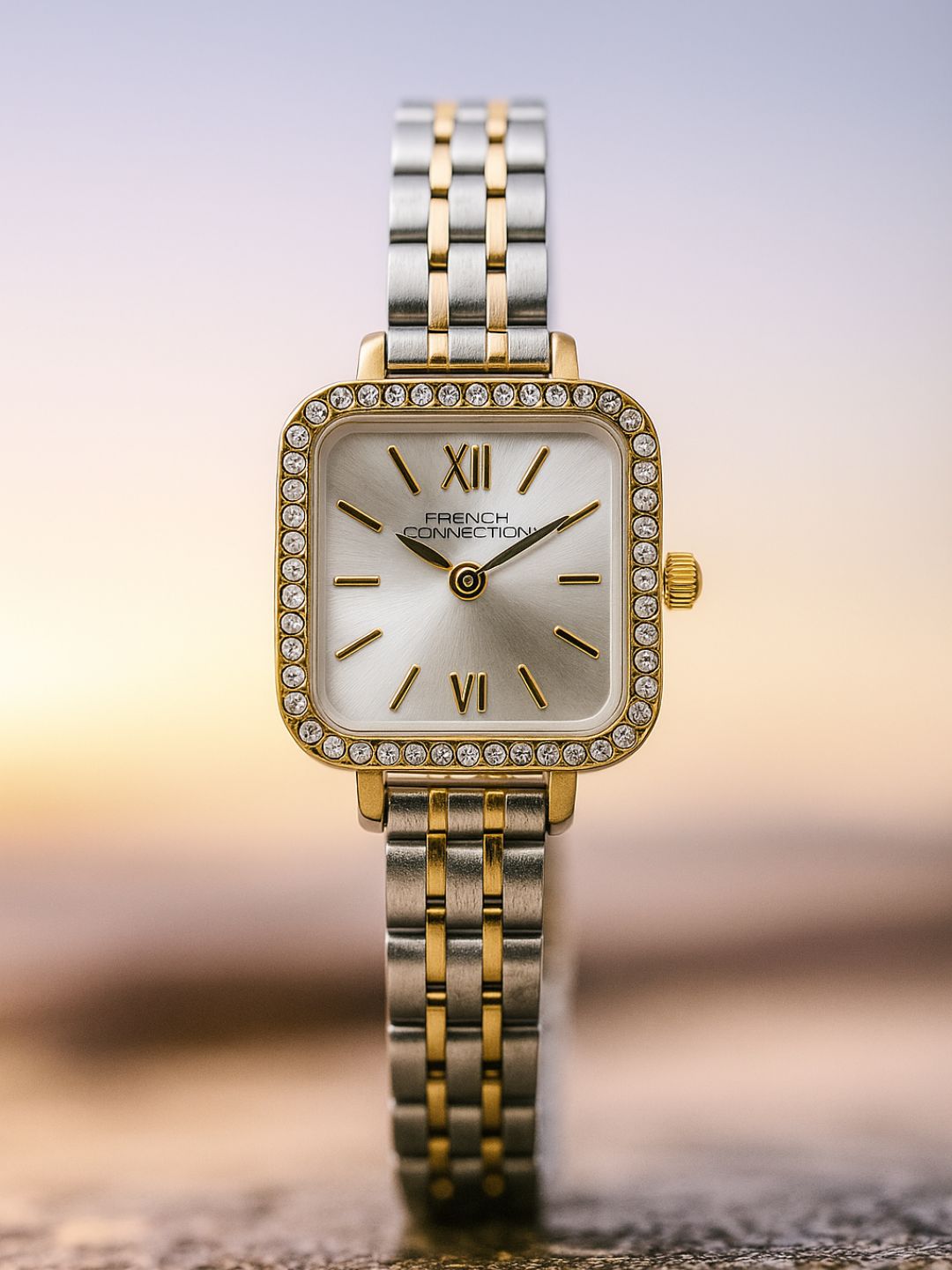 Women's Gold Metal Square Analogue Watch