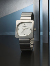 Women's Silver Metal Square Analogue Watch
