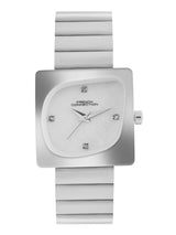 Women's Silver Metal Square Analogue Watch