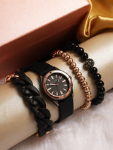 Women's Black Casual Round Analogue Watch-FCW13BL