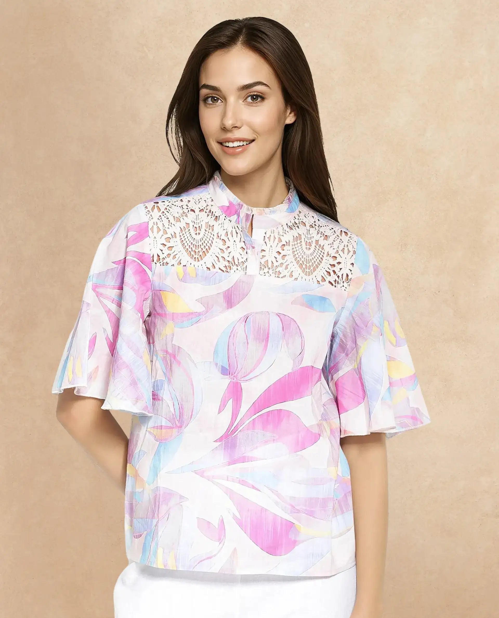 Women's Pink Half Sleeves Top