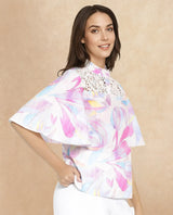 Women's Pink Half Sleeves Top