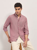 Men's Red Casual Slim Fit Solid Full Sleeves Shirt