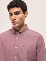 Men's Red Casual Slim Fit Solid Full Sleeves Shirt