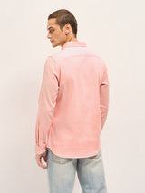 Men's Pink Casual Slim Fit Solid Full Sleeves Shirt
