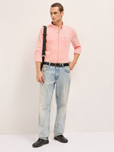 Men's Pink Casual Slim Fit Solid Full Sleeves Shirt